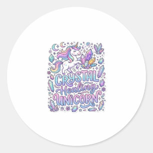 Unicorn Crystal Healing Unicorn Gift Idea Vector D Classic Round Sticker