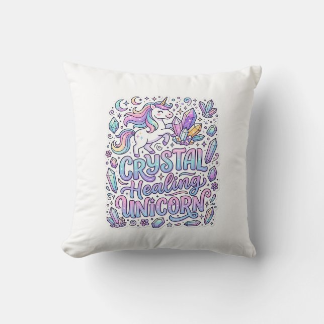 Unicorn Crystal Healing Unicorn Gift Idea Vector D Cushion (Front)