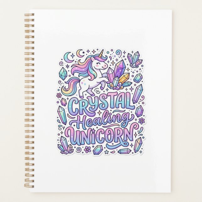 Unicorn Crystal Healing Unicorn Gift Idea Vector D Planner (Front)