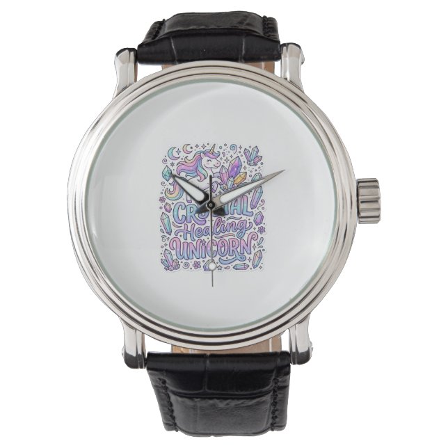 Unicorn Crystal Healing Unicorn Gift Idea Vector D Watch (Front)