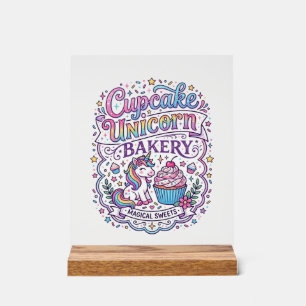 Unicorn Cupcake Unicorn Bakery White Background Pr Acrylic Sign