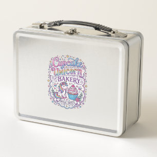 Unicorn Cupcake Unicorn Bakery White Background Pr Metal Lunch Box