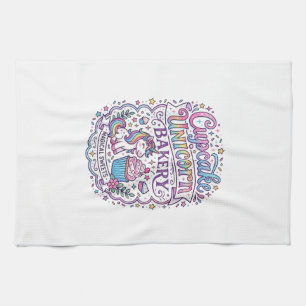 Unicorn Cupcake Unicorn Bakery White Background Pr Tea Towel
