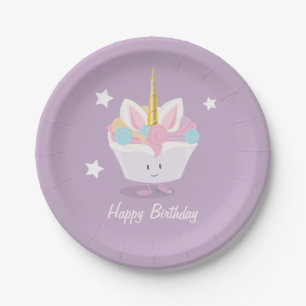 Unicorn Cupcake with stars   Paper Plates