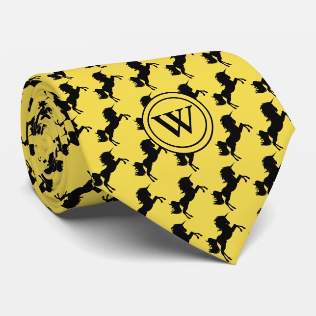 UNICORN Custom Monogram Scripture Yellow Tie (Rolled)