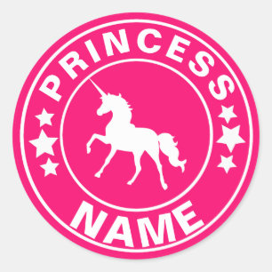 Unicorn Custom Name princess Rainbow Pink Sticker