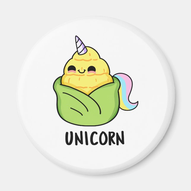 Unicorn Cute Baby Corn Pun Magnet (Front)