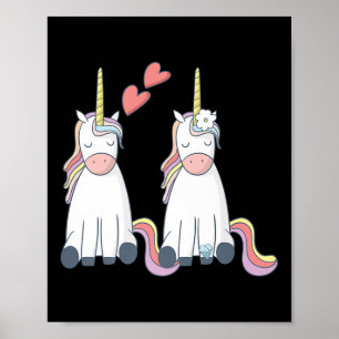 Unicorn Cute Bride And Groom Inlove Premium Poster