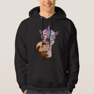 Unicorn Cute Brown Sloth Rainbow Animal Llama Glas Hoodie