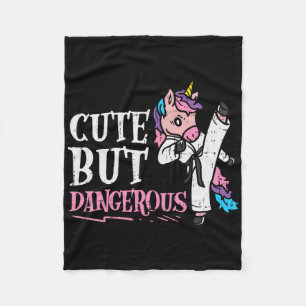Unicorn Cute But Dangerous Karate Taekwondo Girls Fleece Blanket