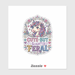 Unicorn Cute but Slightly Feral White Background C