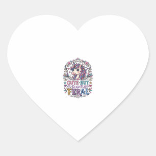 Unicorn Cute but Slightly Feral White Background C Heart Sticker