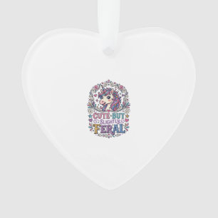 Unicorn Cute but Slightly Feral White Background C Ornament