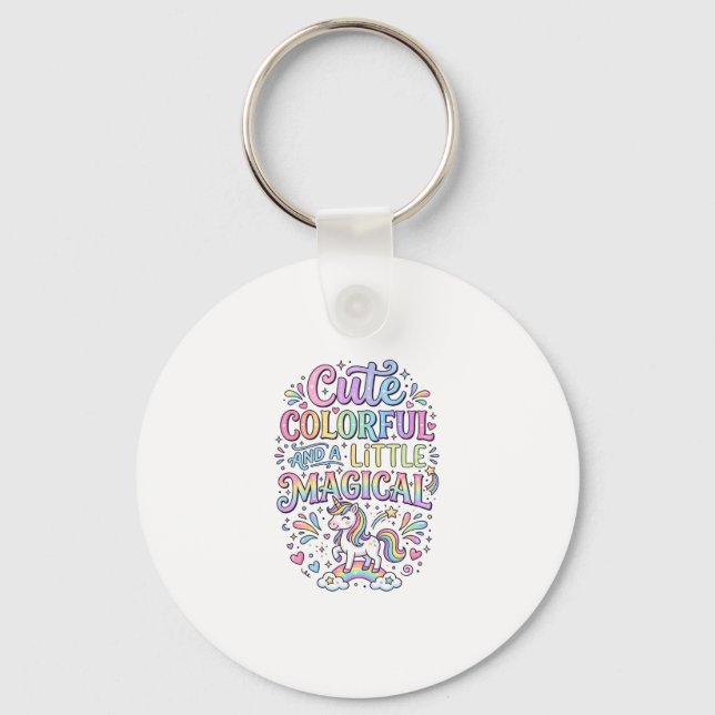Unicorn Cute Colourful and a Little Magical Origin Key Ring (Front)
