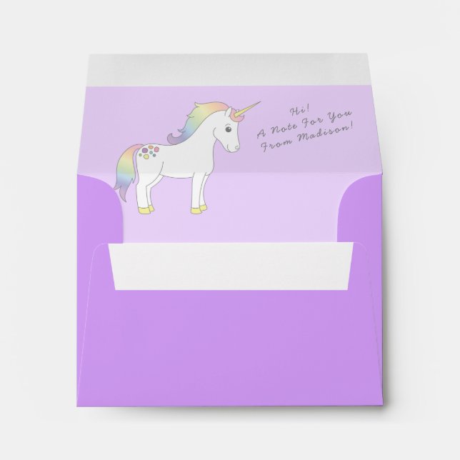 Unicorn Cute Kids Pastel Envelope (Back (Bottom))