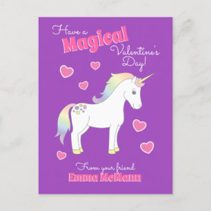 Unicorn Cute Kids Valentine's Day Kawaii Postcard