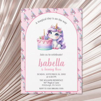 Unicorn Cute Magical Birthday Party Invitation