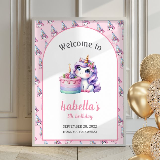 Unicorn Cute Magical Birthday Poster Welcome Sign (Creator Uploaded)