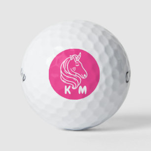 Unicorn Cute Personalised Monogram Pink  Golf Balls