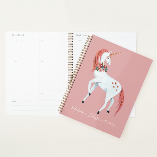 Unicorn cute pink girls planner (Display)