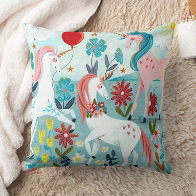 Unicorn cute rainbow girls cushion (Blanket)