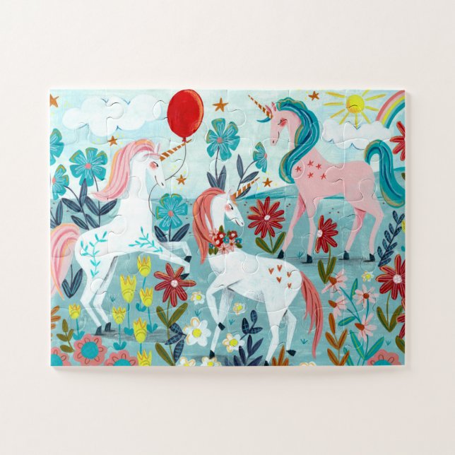 Unicorn cute rainbow girls  jigsaw puzzle (Horizontal)
