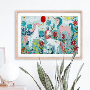 Unicorn cute rainbow girls  poster