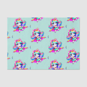 Unicorn cute super girl green pink tissue paper