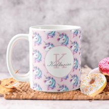 Unicorn Cute Watercolor Pattern Custom Name 