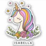 Unicorn Cute Whimsical Girly Personalised Name<br><div class="desc">Unicorn Cute Whimsical Girly Pink Floral Personalised Name Stickers Labels features a cute unicorn with stars,  hearts and flowers. Perfect for water bottles,  best friends,  birthday party gifts and favours. Personalise by editing the text in the text box provided. Designed by ©Evco Studio www.zazzle.com/store/evcostudio</div>