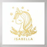 Unicorn Cute Whimsical Girly Personalised Name Foil Prints<br><div class="desc">Unicorn Cute Whimsical Girly Pink Floral Personalised Name Kids Foil Print Poster features a cute unicorn with stars, hearts and flowers and personalised with your name. Perfect gift for girls for birthday, Christmas, holidays and more. Designed by ©Evco Studio www.zazzle.com/store/evcostudio</div>