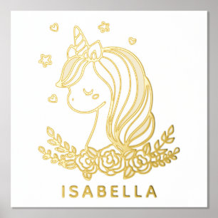 Unicorn Cute Whimsical Girly Personalised Name Foil Prints