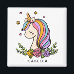 Unicorn Cute Whimsical Girly Personalised Name Magnet<br><div class="desc">Unicorn Cute Whimsical Girly Pink Floral Personalised Name Magnet features a cute unicorn with stars,  hearts and flowers. Perfect for water bottles,  best friends,  birthday party gifts and favours. Personalise by editing the text in the text box provided. Designed by ©Evco Studio www.zazzle.com/store/evcostudio</div>