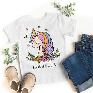 Unicorn Cute Whimsical Girly Personalised Name T-Shirt