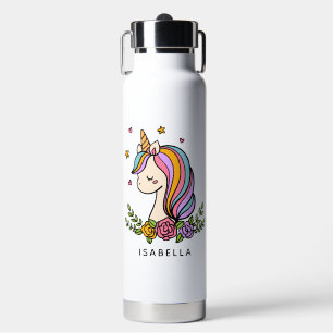 Unicorn Cute Whimsical Girly Personalised Name Water Bottle