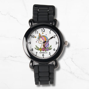 Unicorn Cute Whimsical Girly Pink Floral Girl's Watch