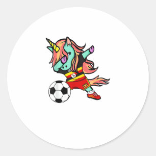 Unicorn Dab Uganda Soccer Jersey Ugandan Football  Classic Round Sticker