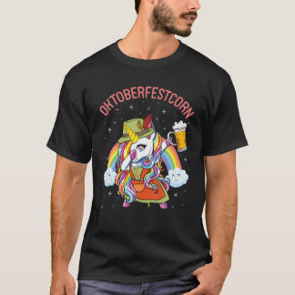 Unicorn Dabbing And Drinking Beer Happy Oktoberfes T-Shirt