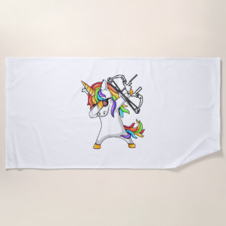 Unicorn dabbing Archery Funny shirt Beach Towel