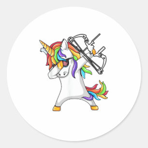 Unicorn dabbing Archery Funny shirt Classic Round Sticker