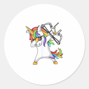 Unicorn dabbing Archery Funny shirt Classic Round Sticker