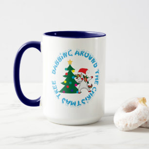 Unicorn Dabbing Around The Christmas Tree Funny Mug