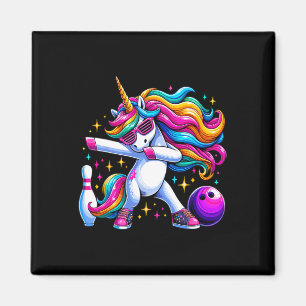 Unicorn Dabbing Bowling Squad Birthday Magnet