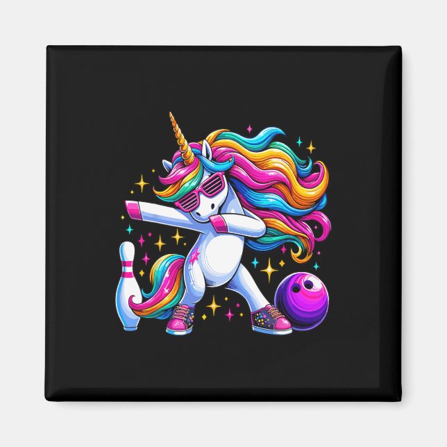 Unicorn Dabbing Bowling Squad Birthday  Magnet (Front)