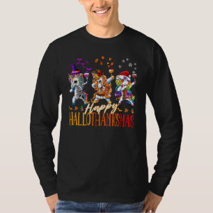 Unicorn Dabbing Happy Hallothanksmas Cute family c T-Shirt