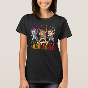 Unicorn Dabbing Happy Hallothanksmas Cute family c T-Shirt