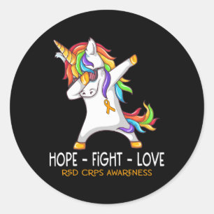 Unicorn Dabbing Hope Fight Love Rsd Crps Awareness Classic Round Sticker