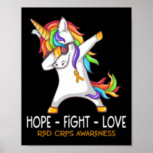 Unicorn Dabbing Hope Fight Love RSD CRPS Awareness Poster