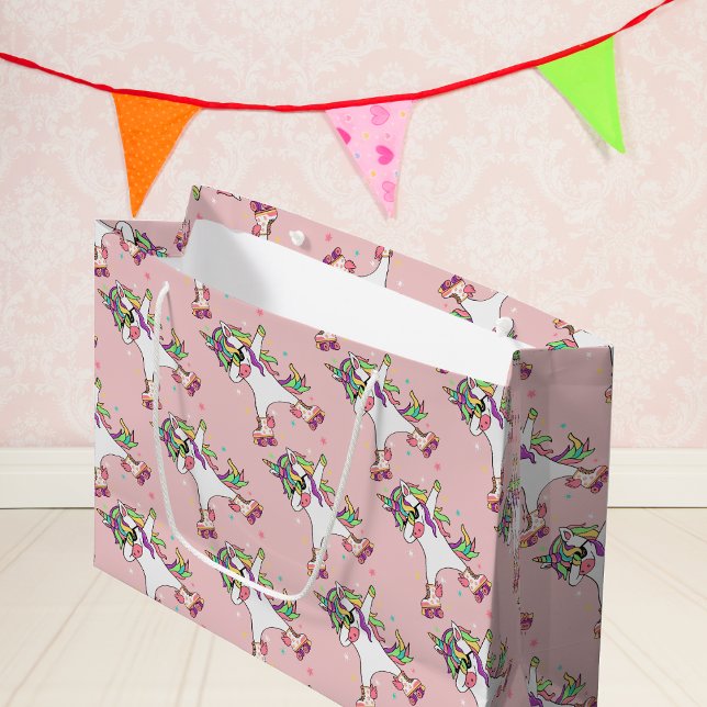 Unicorn Dabbing Roller Skating Birthday Large Gift Bag (Creator Uploaded)