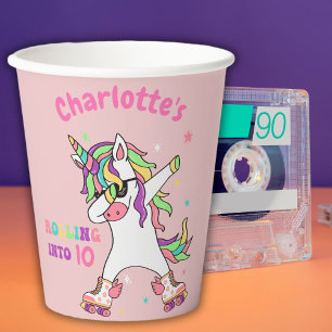 Unicorn Dabbing Roller Skating Birthday Paper Cups